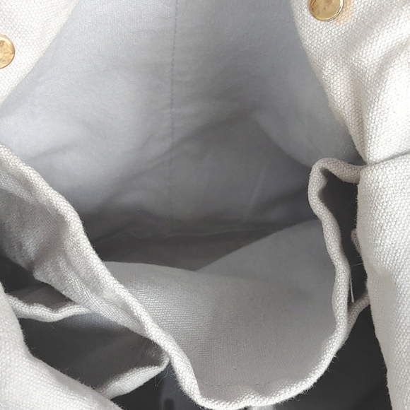 Canvas FEED project tote, lots of pockets, leather straps, inside zip pocket - Picture 10 of 11